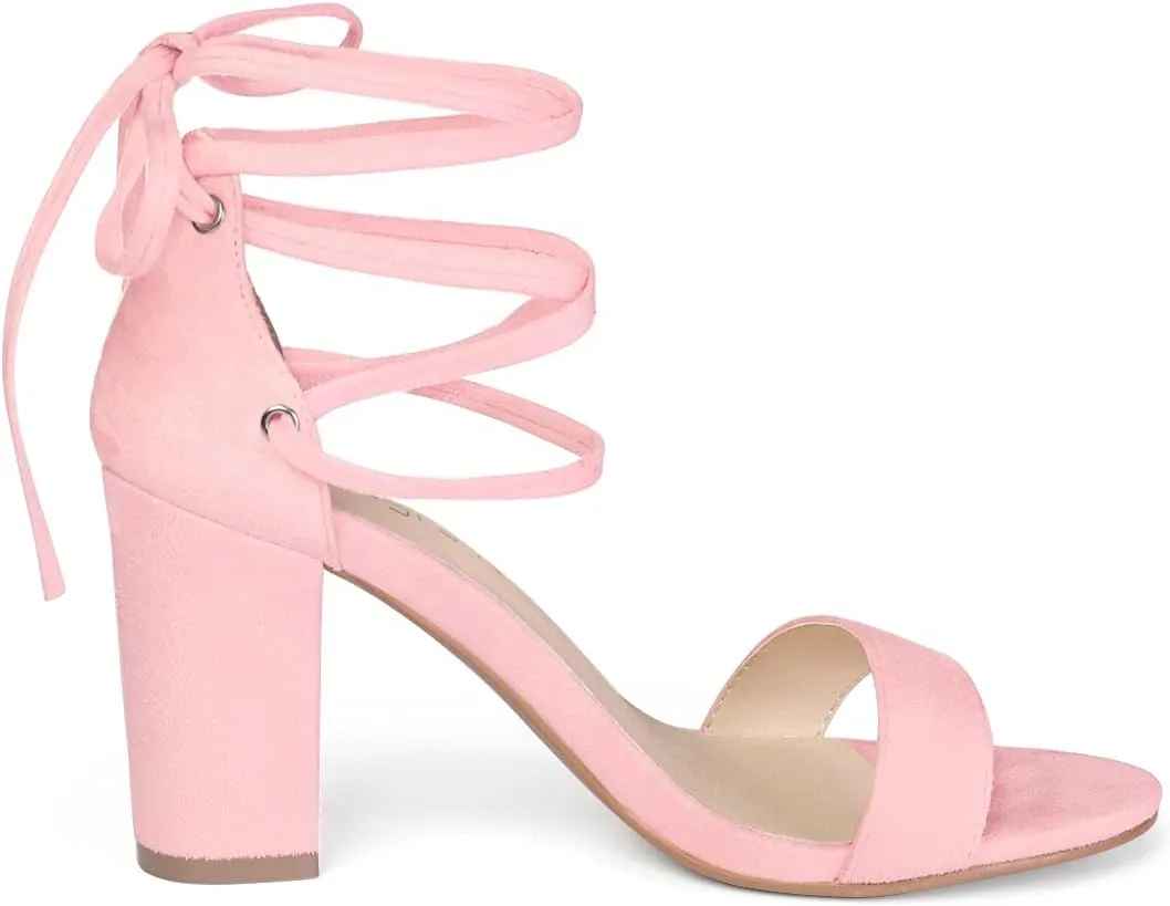 Allegra K Women's Tie Up Strappy Heels Chunky High Heels Sandal