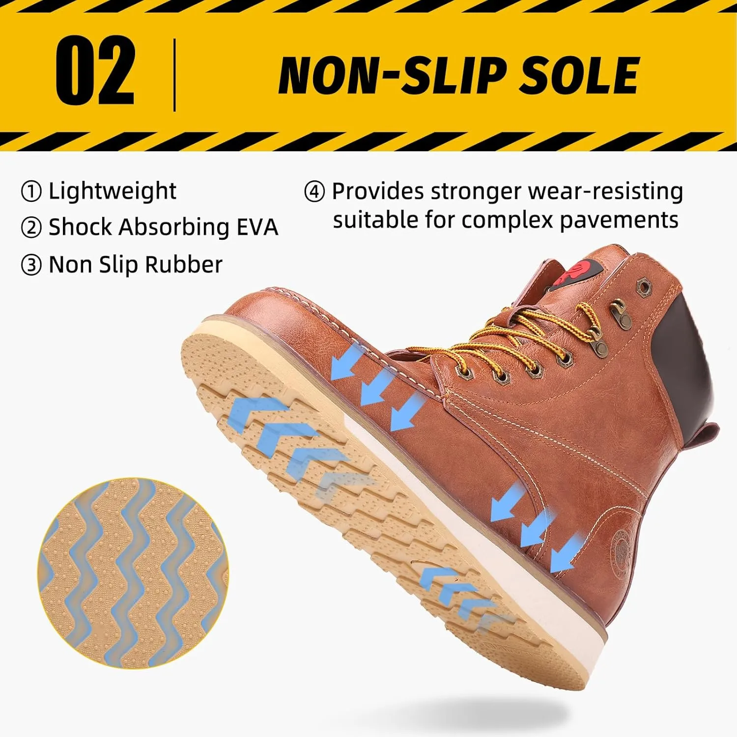 ANGRYRAM Work Boots for Men Steel/Soft Toe Boots,Waterproof Slip Resistant Industrial & Construction Work Boots