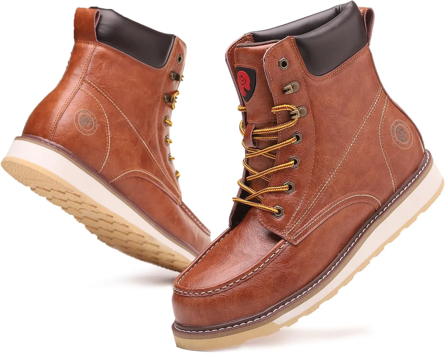 ANGRYRAM Work Boots for Men Steel/Soft Toe Boots,Waterproof Slip Resistant Industrial & Construction Work Boots