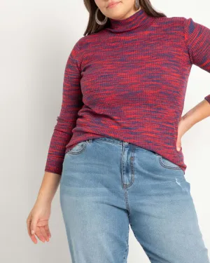 Ava Space Dye Sweater | Red And Navy Space Dye