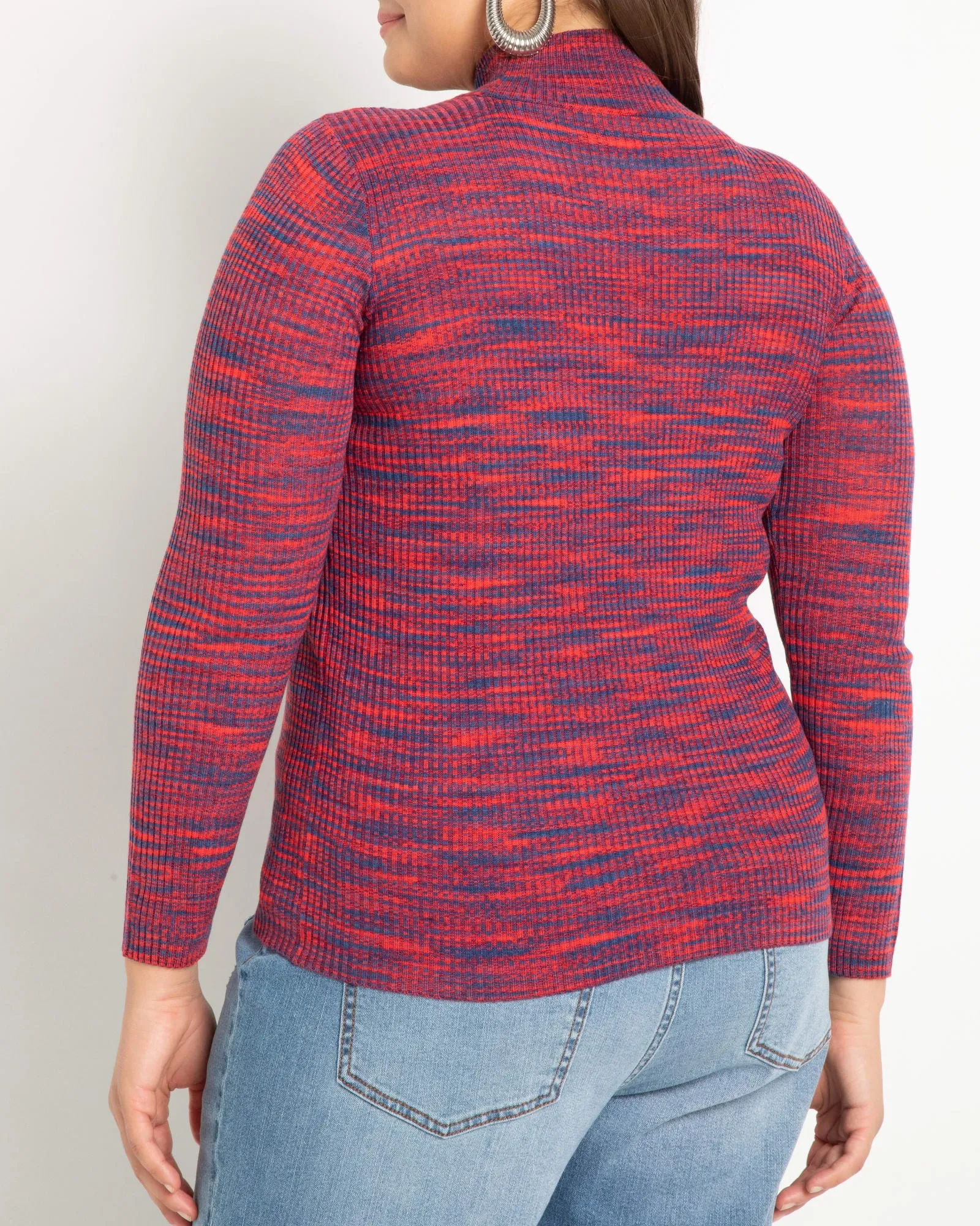 Ava Space Dye Sweater | Red And Navy Space Dye