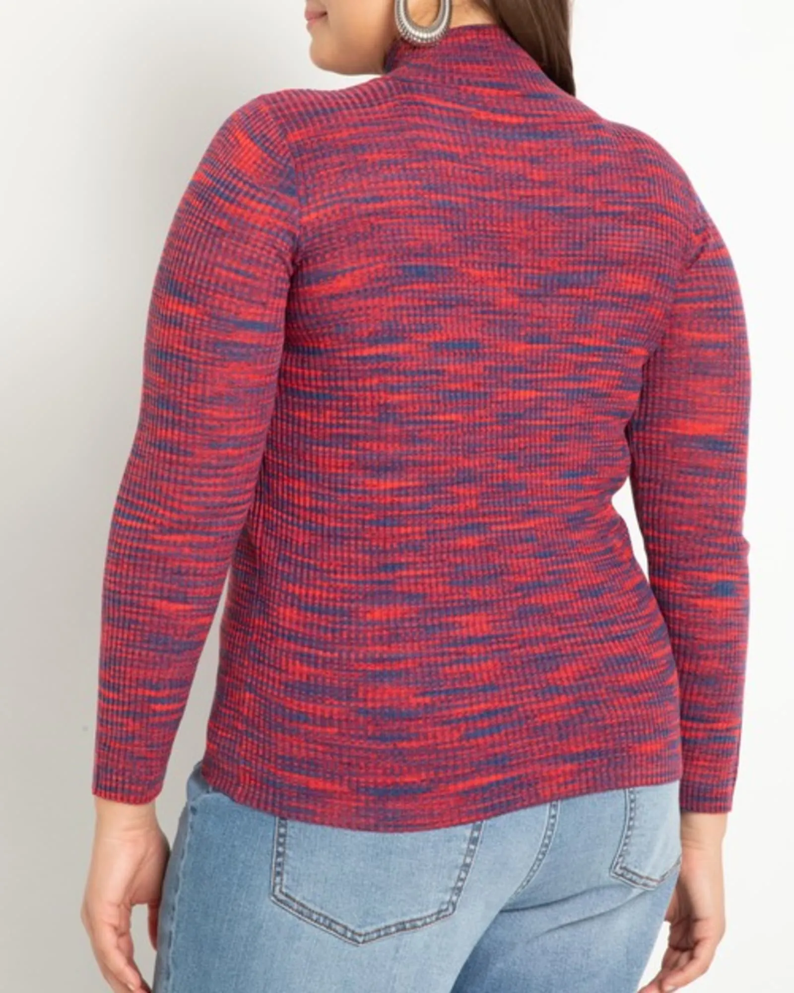 Ava Space Dye Sweater | Red And Navy Space Dye