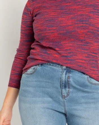 Ava Space Dye Sweater | Red And Navy Space Dye