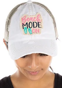 Beach Mode On Distressed Patch Hat by Funky Junque