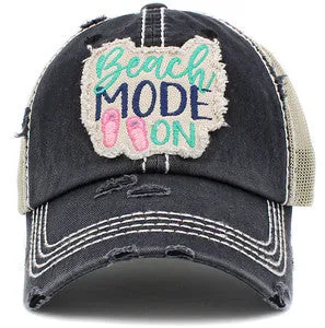 Beach Mode On Distressed Patch Hat by Funky Junque