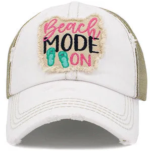 Beach Mode On Distressed Patch Hat by Funky Junque