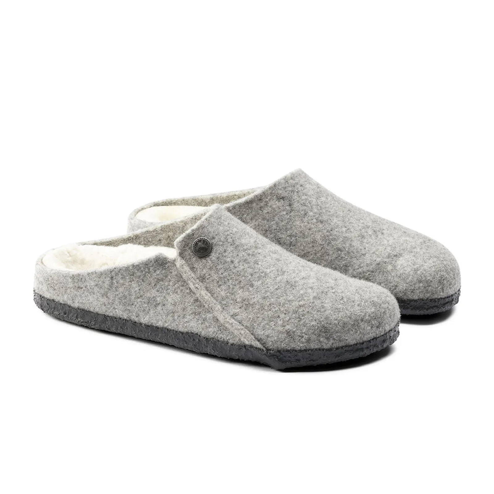 Birkenstock Zermatt Slipper (Men) - Light Gray Wool/Natural Shearling