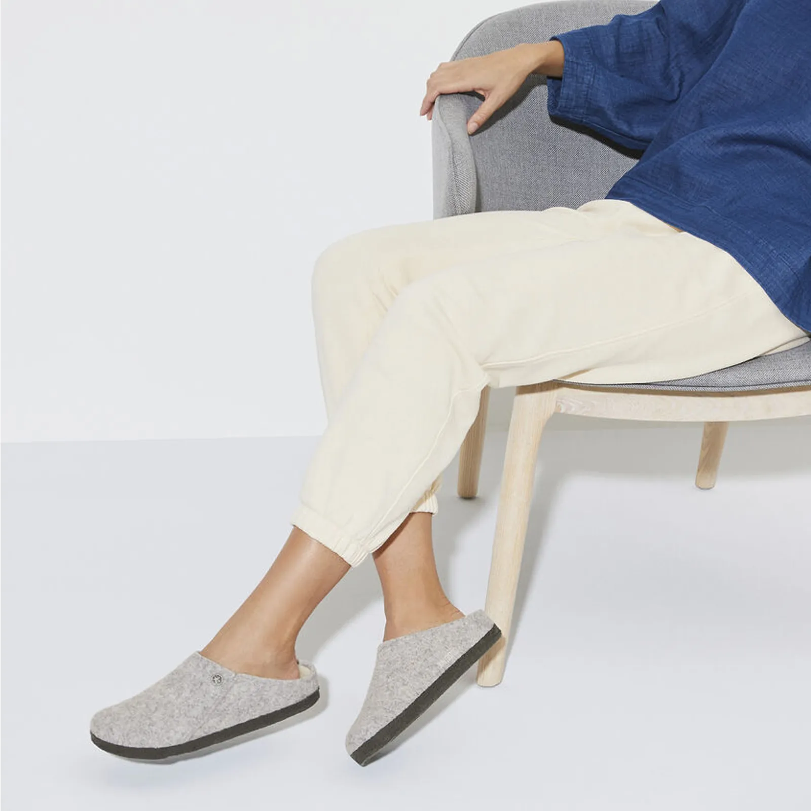 Birkenstock Zermatt Slipper (Men) - Light Gray Wool/Natural Shearling