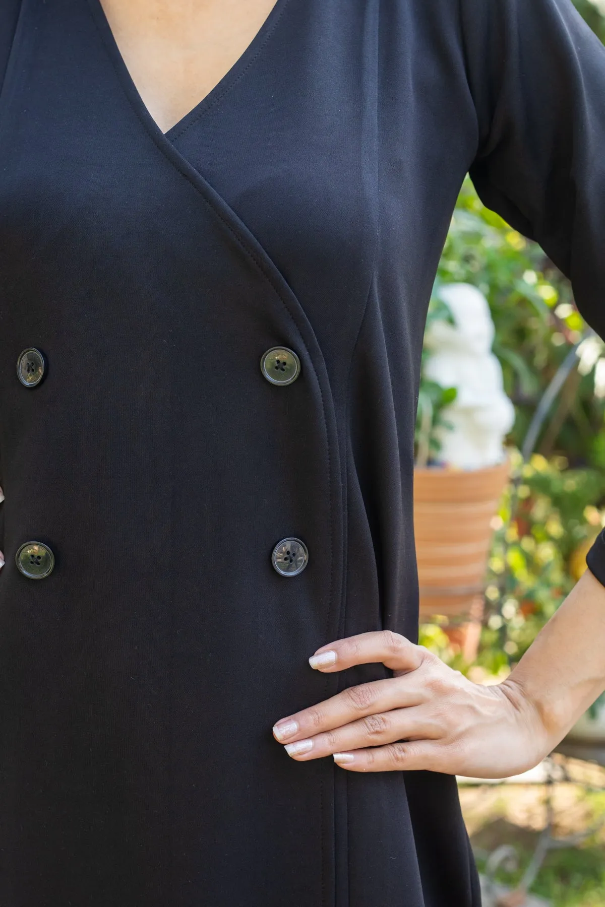 Bonnie Black Double-breated Wrap Dress