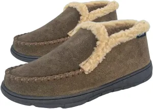 Clarks Men's Suede Leather Sherpa Lined Ankle Bootie Slippers, JMH1952 - Indoor/Outdoor Slip-Ons - Comfy & Durable Ankle Boots with Plush Lining Padded Insole & Gripped Rubber Outsoles