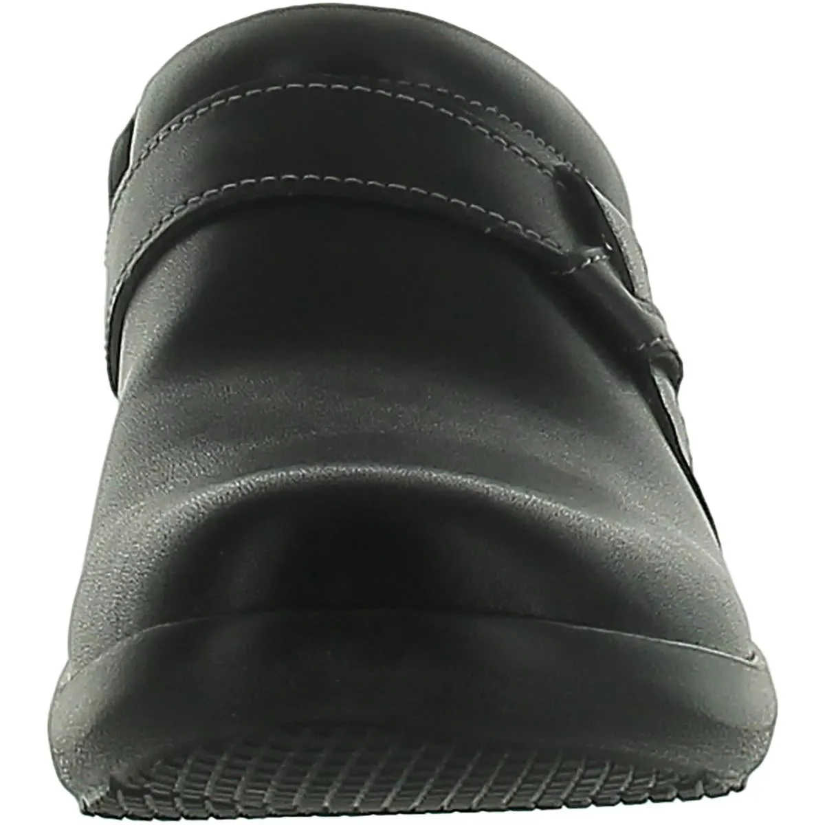 Clarks Womens Faux Leather Block Heel Clogs
