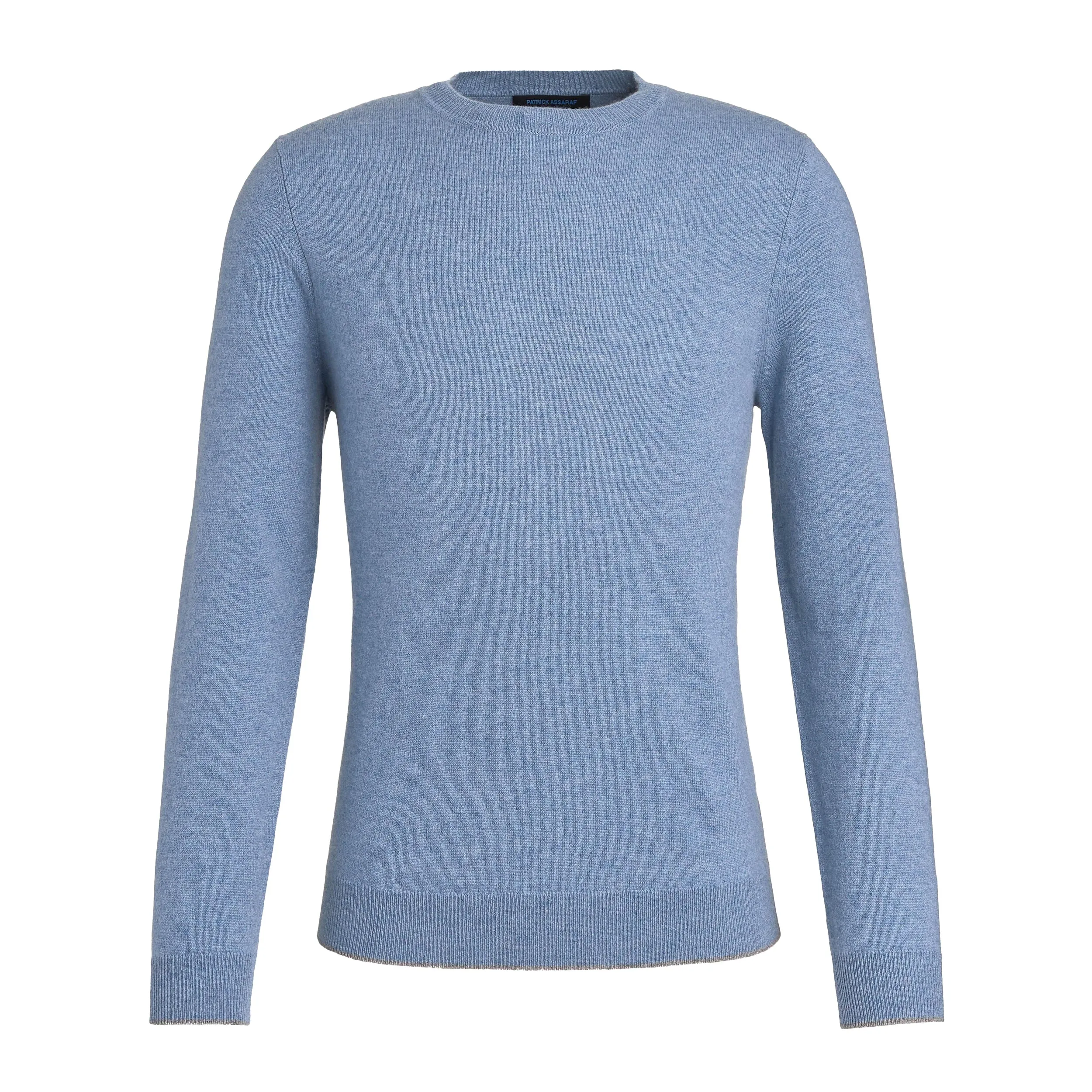 Cornflower Mélange Nano Cashmere Jersey Crew Neck - Patrick Assaraf