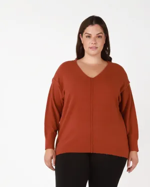 Crystal Exposed Seams Sweater | Terracotta