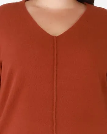 Crystal Exposed Seams Sweater | Terracotta
