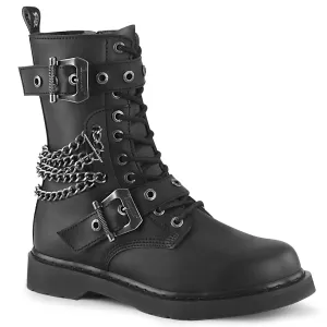 DemoniaCult Bolt 250 Unisex/Mens 1 1/4 Inch Heel, Front Lace, Combat Ankle Length Boots