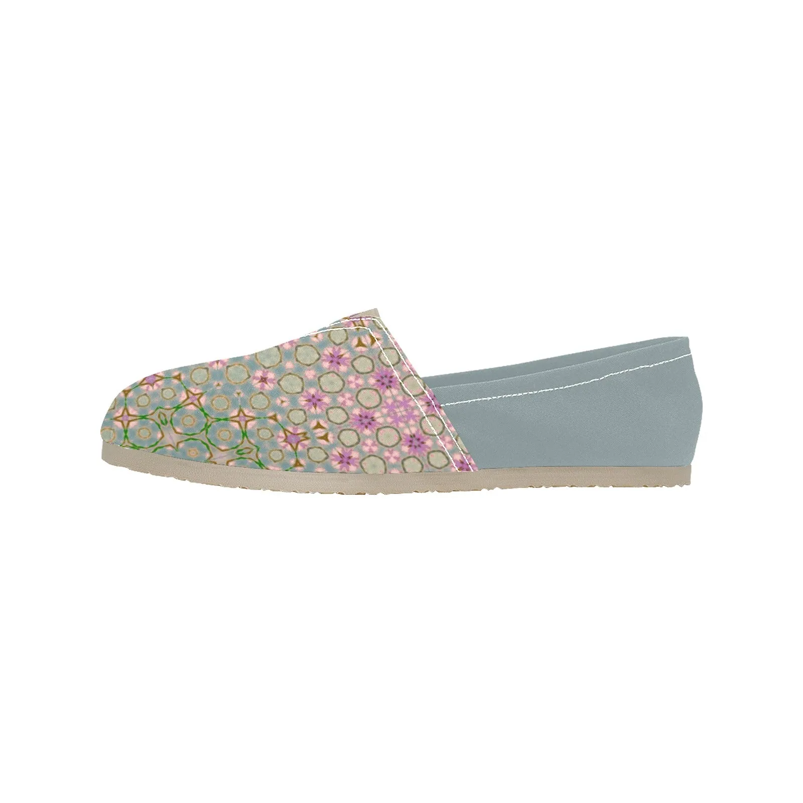 Espadrilles Canvas Pink Wildflowers Sage Blue