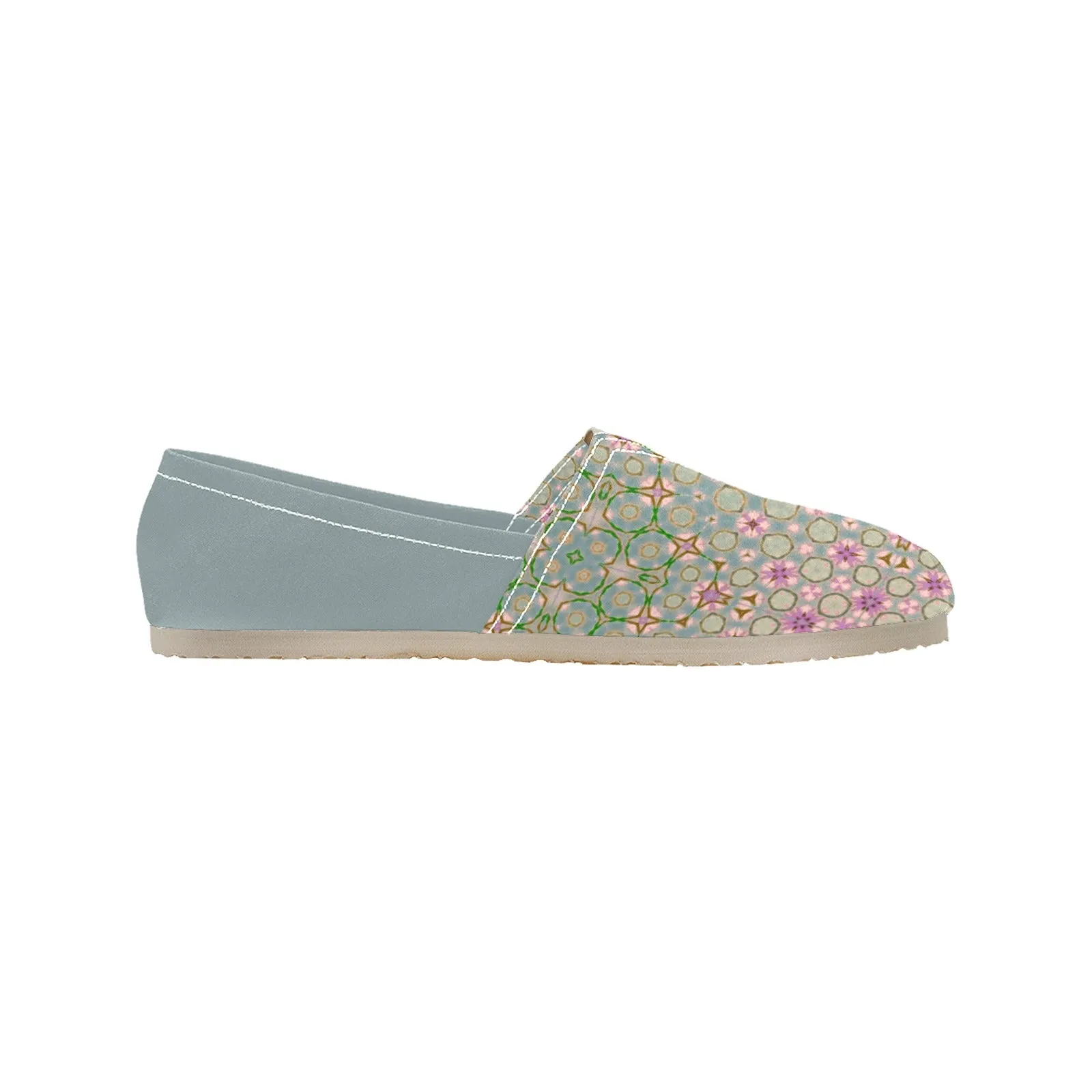 Espadrilles Canvas Pink Wildflowers Sage Blue