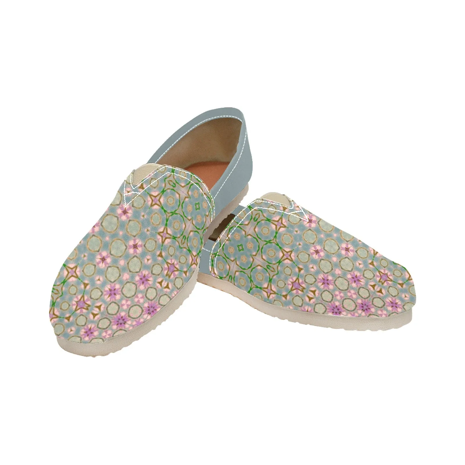 Espadrilles Canvas Pink Wildflowers Sage Blue
