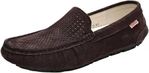 Fashion Prom Slip-ons Men's Loafers Round Toe Breathable Suede Vamp Driving Shoes Lightweight Anti-Slip Flexible