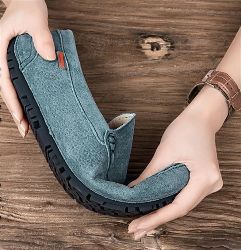Fashion Prom Slip-ons Men's Loafers Round Toe Breathable Suede Vamp Driving Shoes Lightweight Anti-Slip Flexible