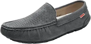 Fashion Prom Slip-ons Men's Loafers Round Toe Breathable Suede Vamp Driving Shoes Lightweight Anti-Slip Flexible