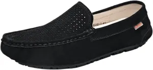 Fashion Prom Slip-ons Men's Loafers Round Toe Breathable Suede Vamp Driving Shoes Lightweight Anti-Slip Flexible