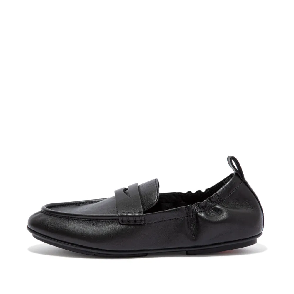 FitFlop Allegro Leather All Black Penny Loafers
