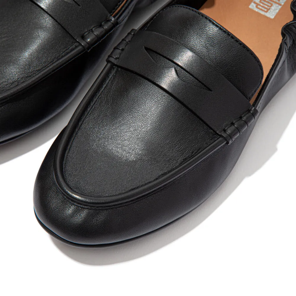 FitFlop Allegro Leather All Black Penny Loafers