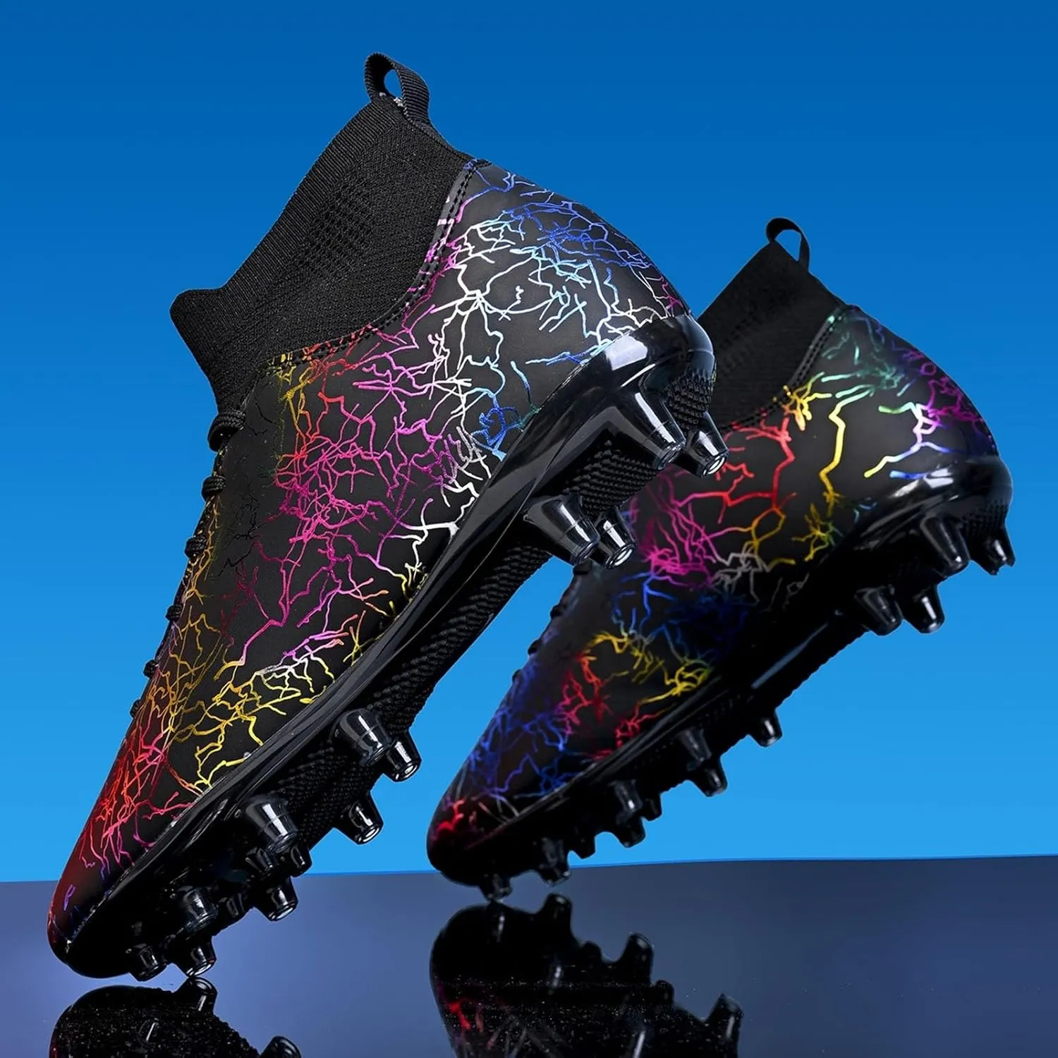 Football Cleats Wide Width Competition Grade, Soccer Cleats Shock Resistant Comfortable Outdoor Sport Lace Up Unisex-Adult
