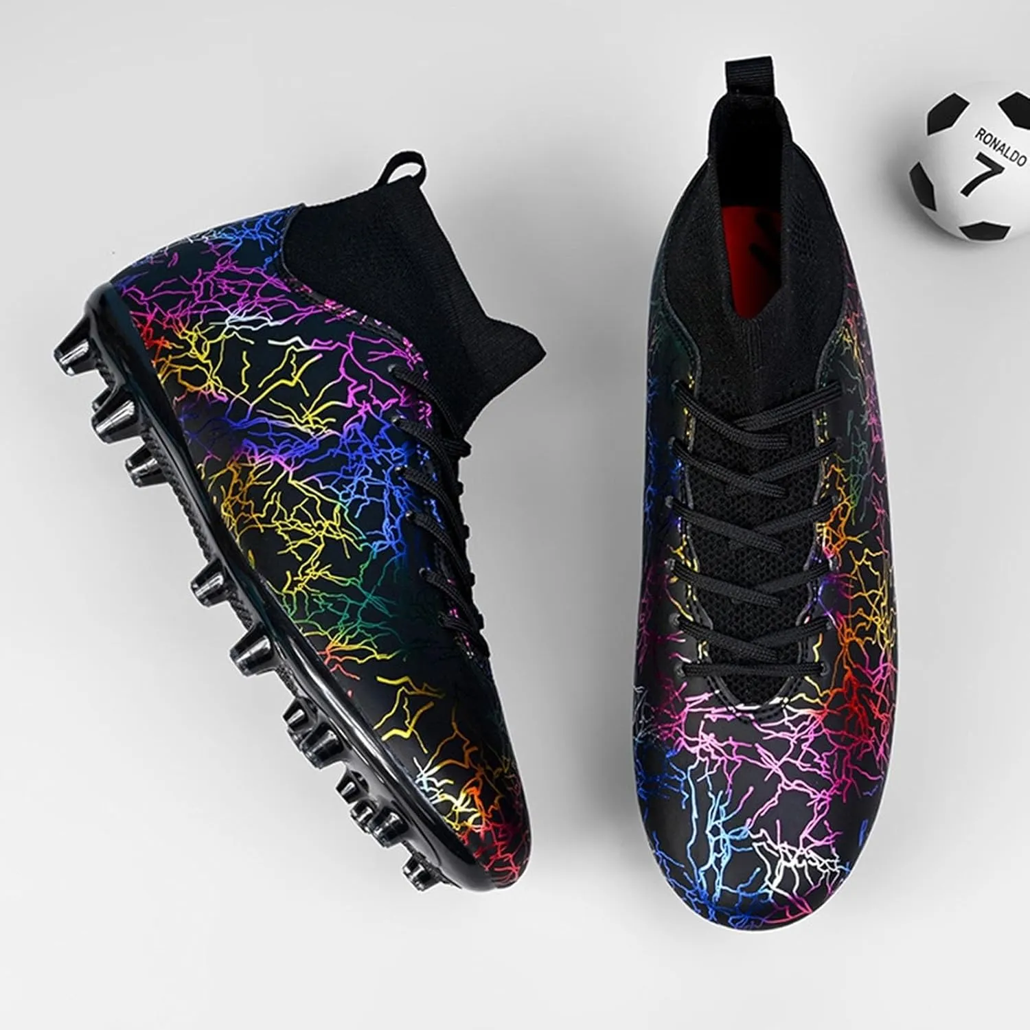 Football Cleats Wide Width Competition Grade, Soccer Cleats Shock Resistant Comfortable Outdoor Sport Lace Up Unisex-Adult