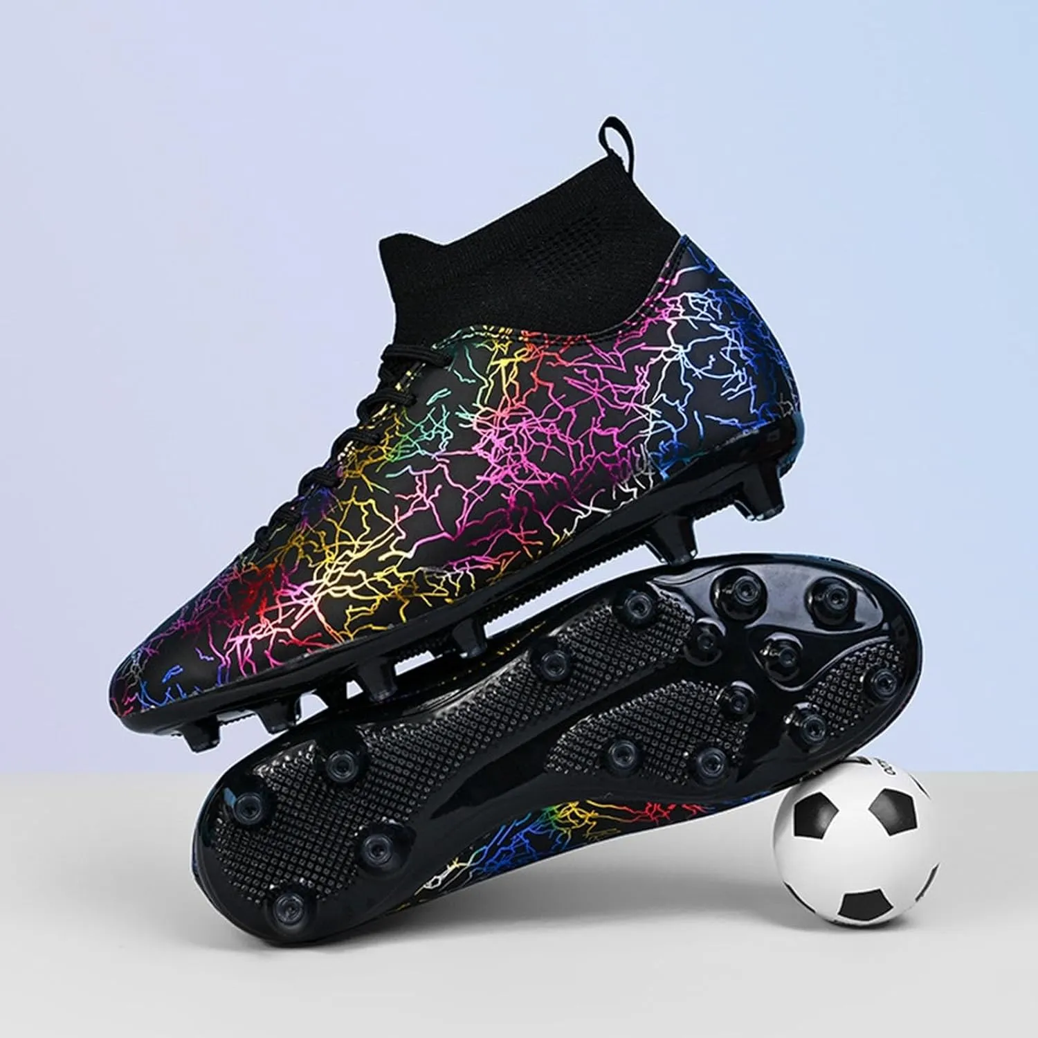 Football Cleats Wide Width Competition Grade, Soccer Cleats Shock Resistant Comfortable Outdoor Sport Lace Up Unisex-Adult