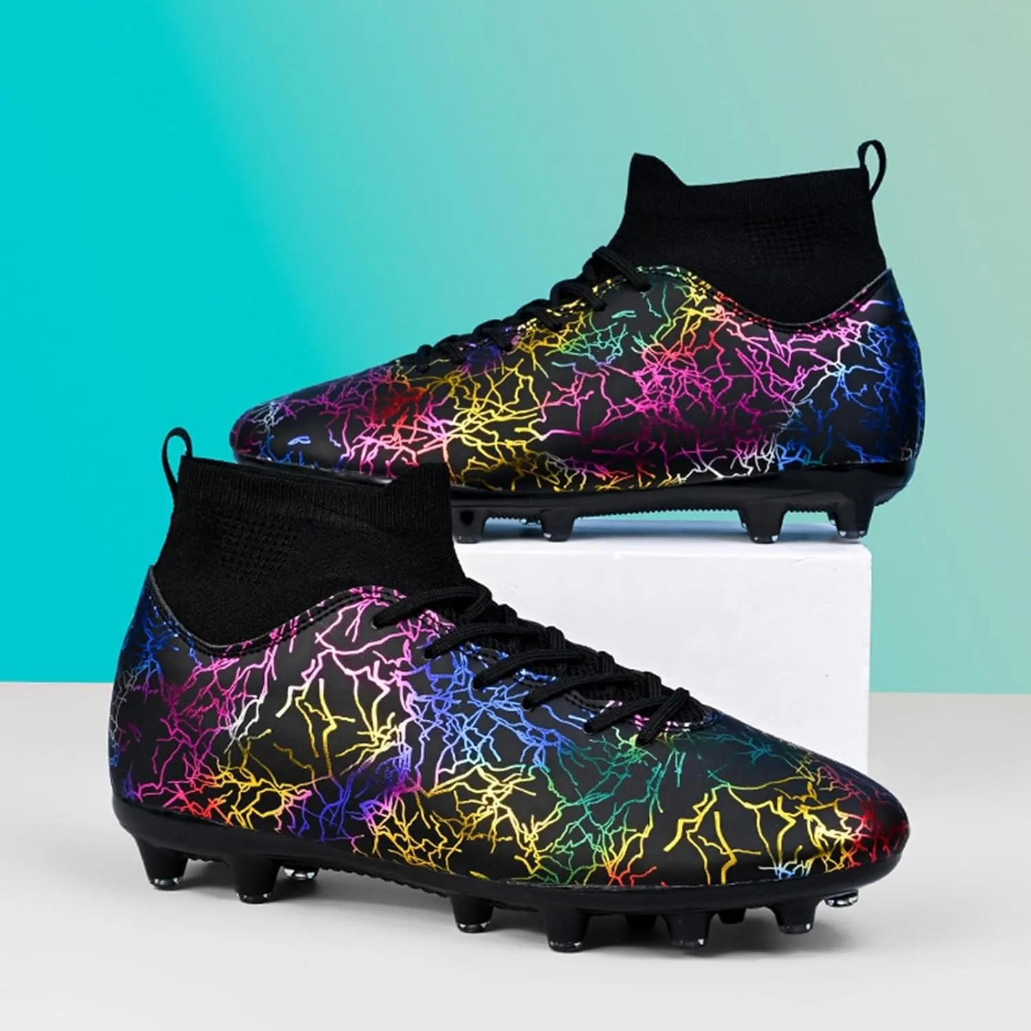 Football Cleats Wide Width Competition Grade, Soccer Cleats Shock Resistant Comfortable Outdoor Sport Lace Up Unisex-Adult
