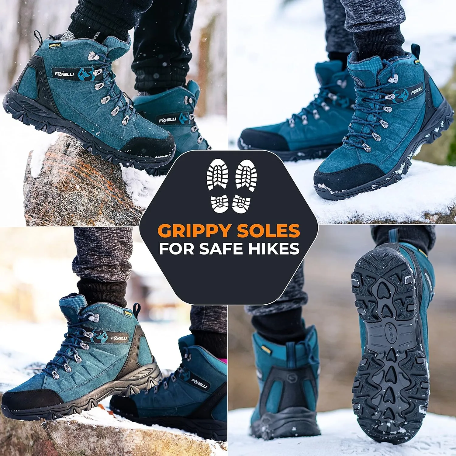 Foxelli Men??s Hiking Boots ?C Waterproof Breathable & Lightweight Suede Leather Hiking Boots for Men