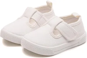 Girls Canvas Shoes Toddler Casual Sneakers Kids Low Top Casual Fashion Shoes Hook and Loops Walking Running Shoes