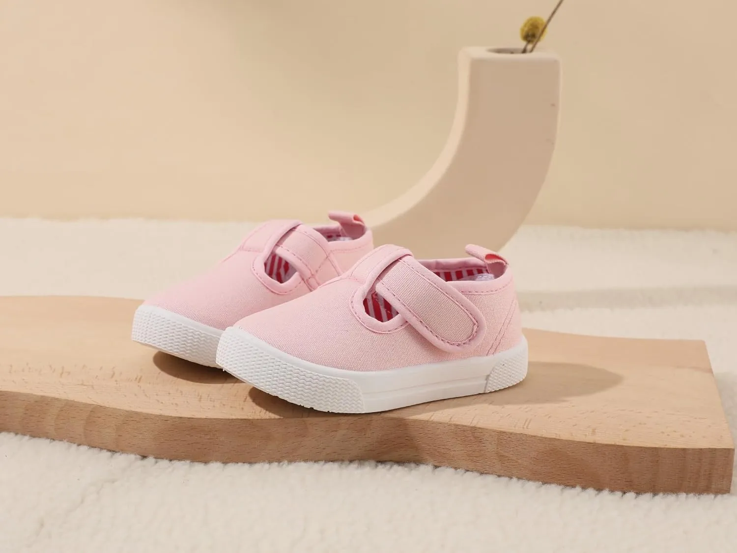 Girls Canvas Shoes Toddler Casual Sneakers Kids Low Top Casual Fashion Shoes Hook and Loops Walking Running Shoes