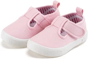 Girls Canvas Shoes Toddler Casual Sneakers Kids Low Top Casual Fashion Shoes Hook and Loops Walking Running Shoes