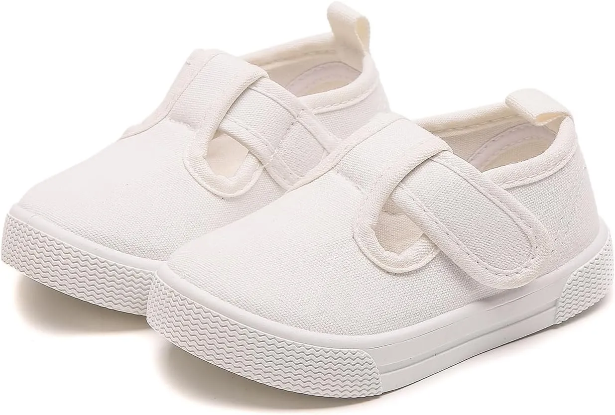 Girls Canvas Shoes Toddler Casual Sneakers Kids Low Top Casual Fashion Shoes Hook and Loops Walking Running Shoes
