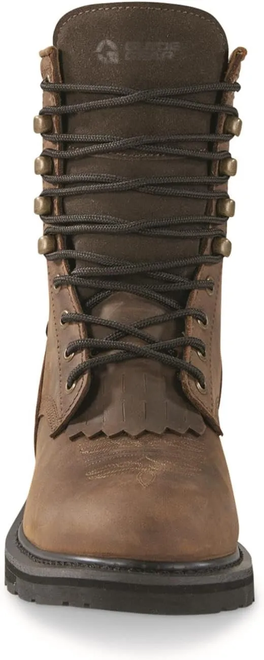Guide Gear Men's Western Work 2.0 Lace-Up Waterproof Work Boots; Cowboy Rodeo Work Boots Leather Waterproof Footwear