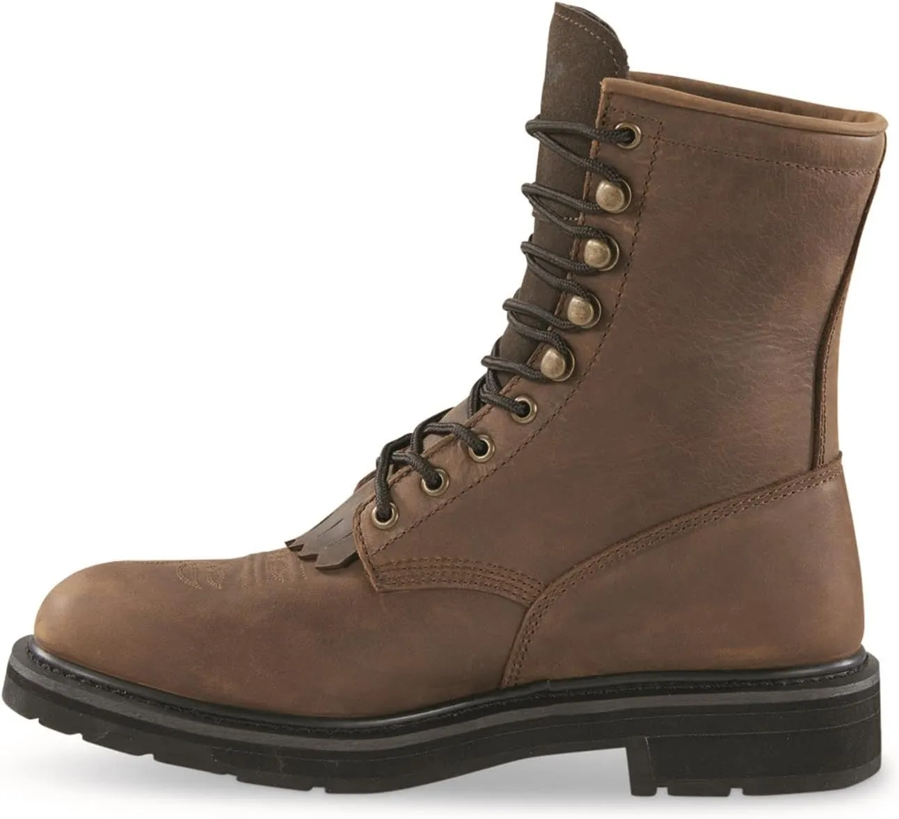 Guide Gear Men's Western Work 2.0 Lace-Up Waterproof Work Boots; Cowboy Rodeo Work Boots Leather Waterproof Footwear