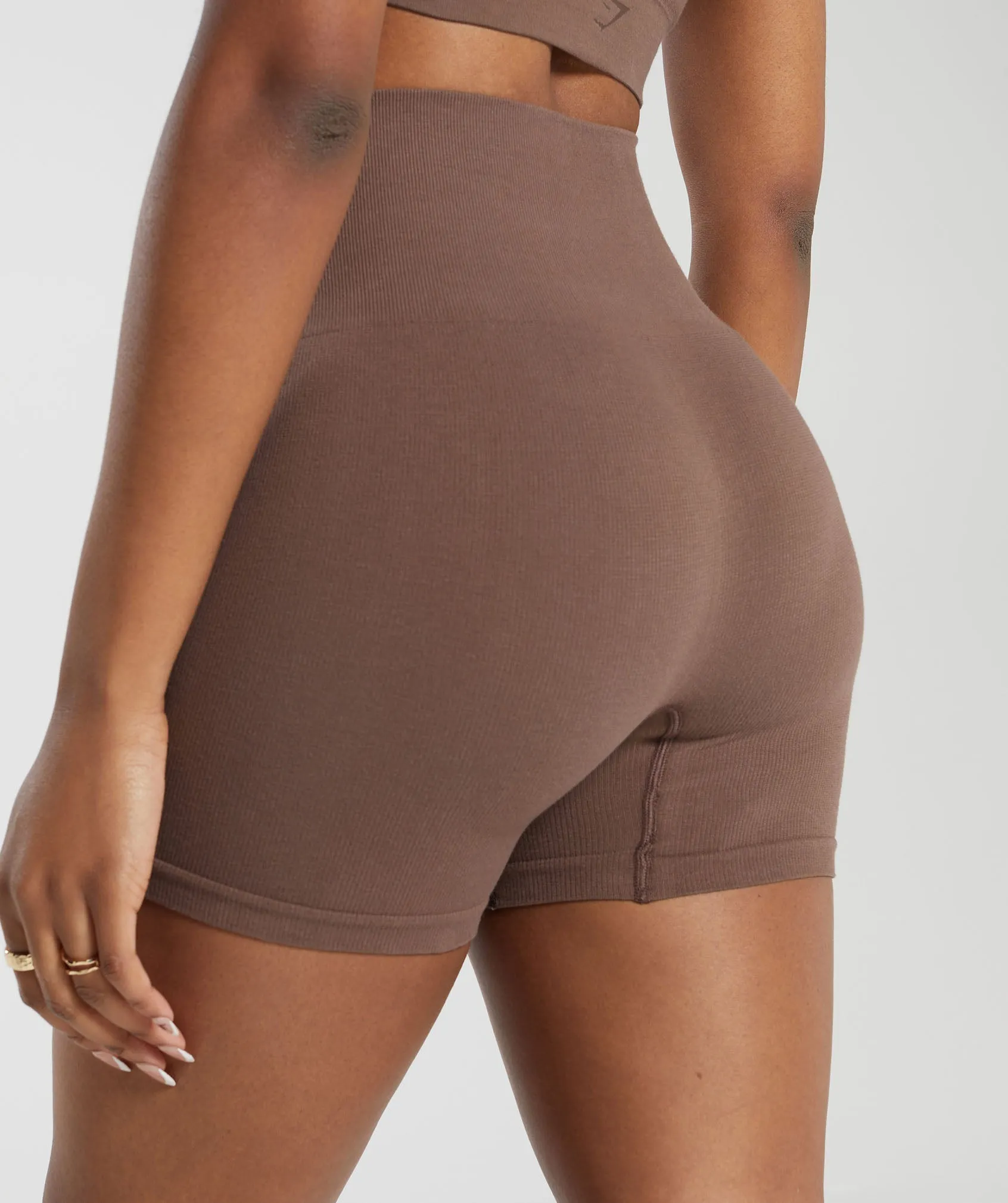 Gymshark Ribbed Cotton Seamless Shorts - Soft Brown
