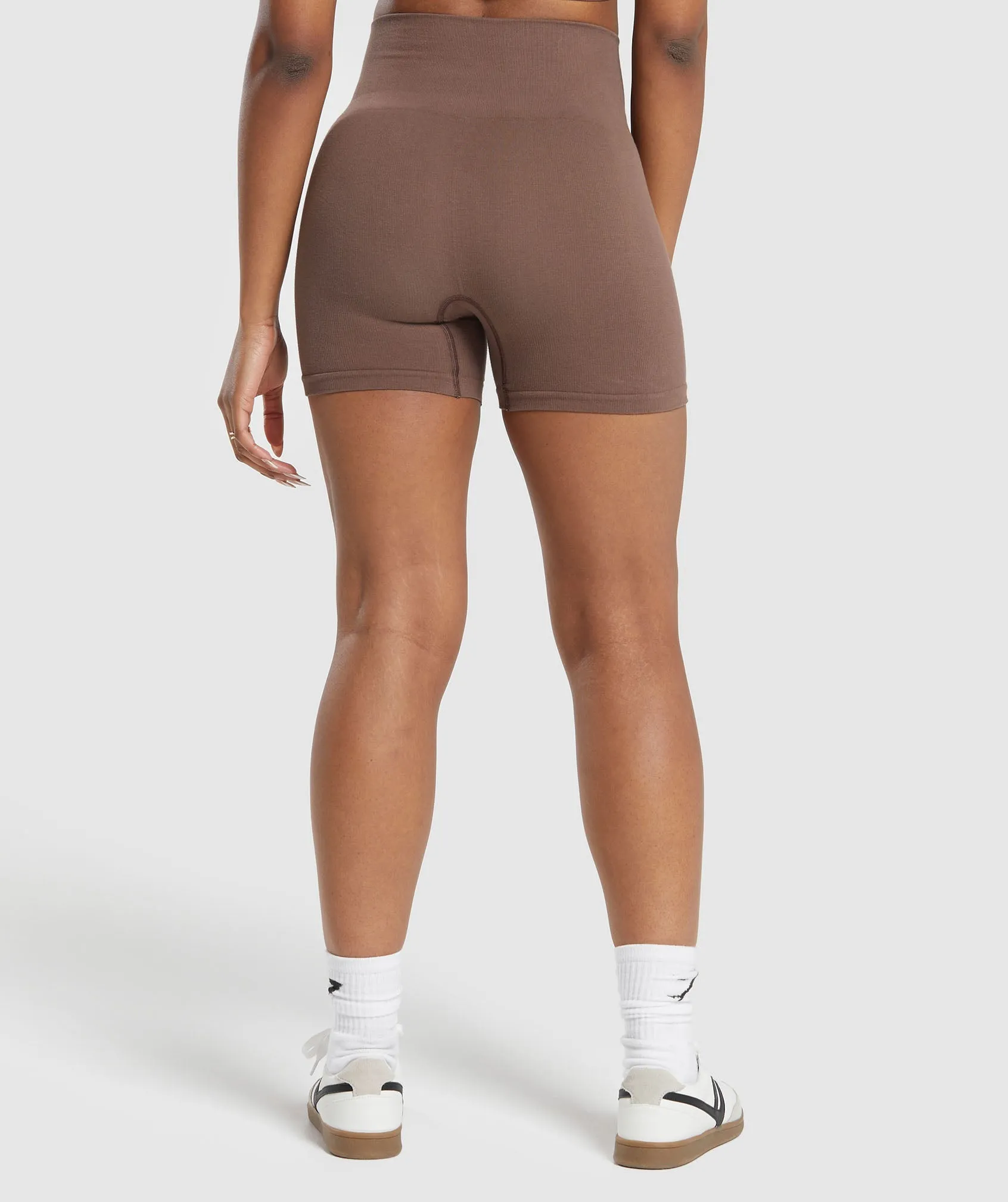 Gymshark Ribbed Cotton Seamless Shorts - Soft Brown