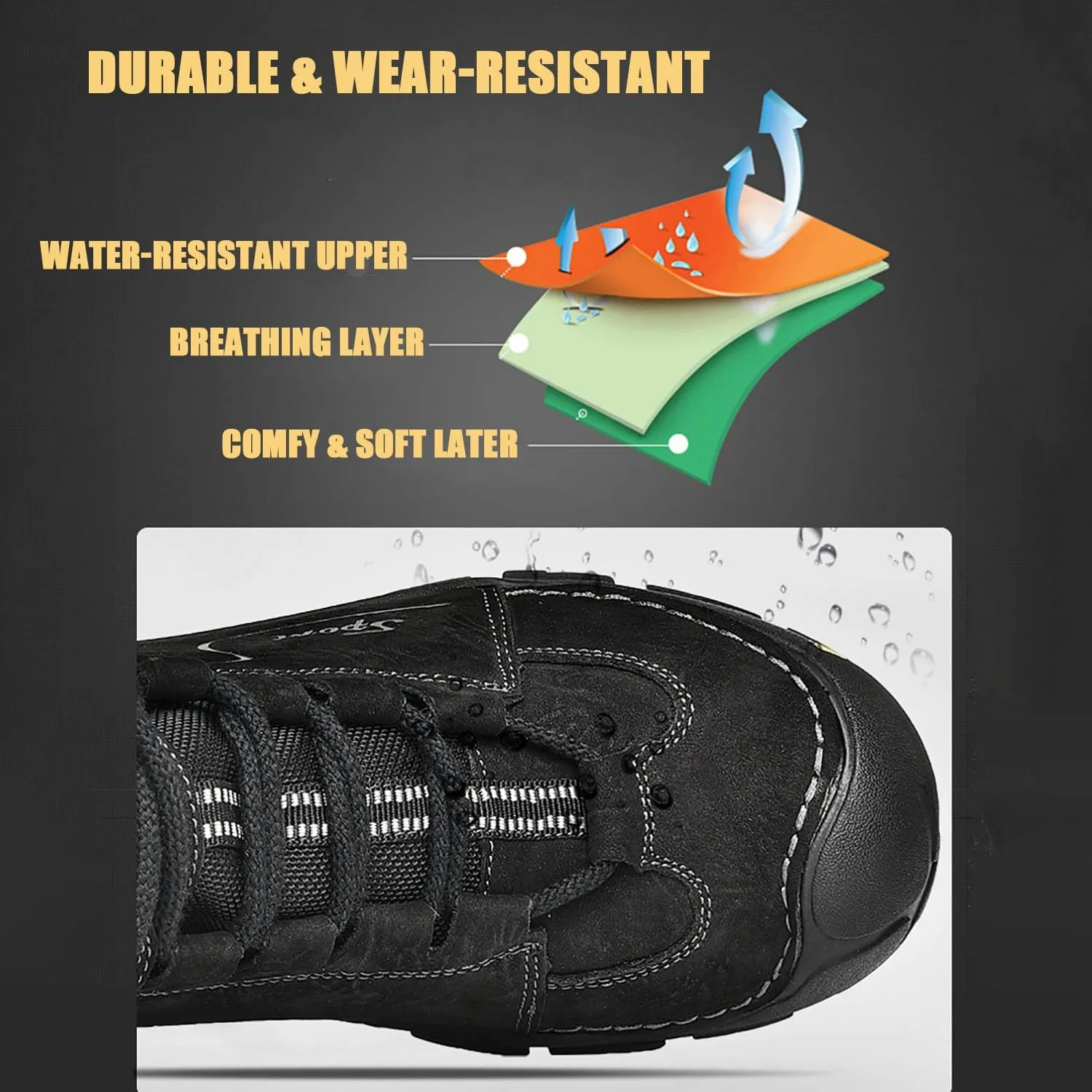 HESBITEUL Men's Leather Chukka Hiking Boots All Seasons for Camping & Driving Ankle Shoes
