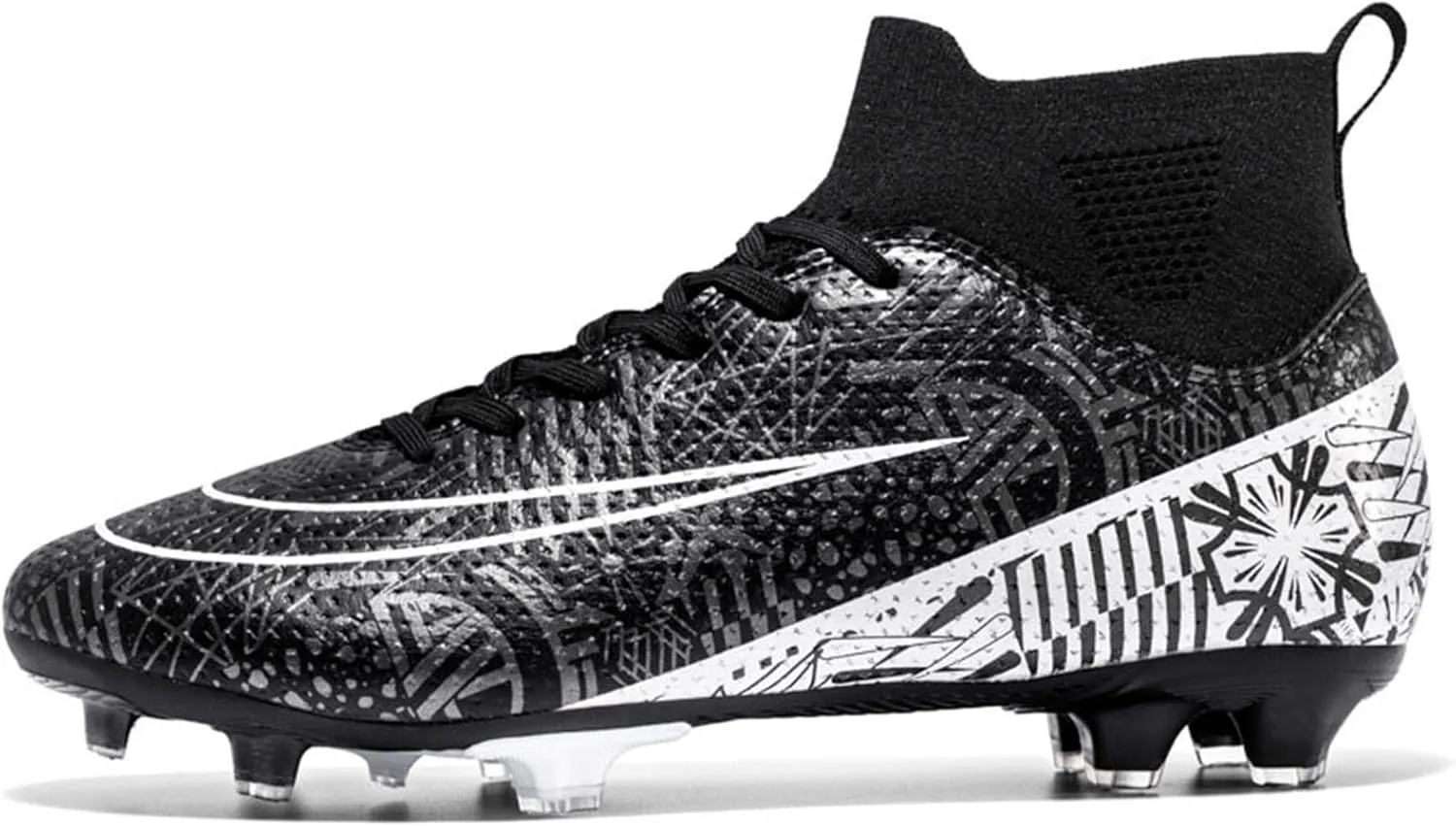 High Top Soccer Cleats Breathable, Football Cleats Unisex-Adult Shock Resistant, Athletic Lace Up Ground Training Soccer