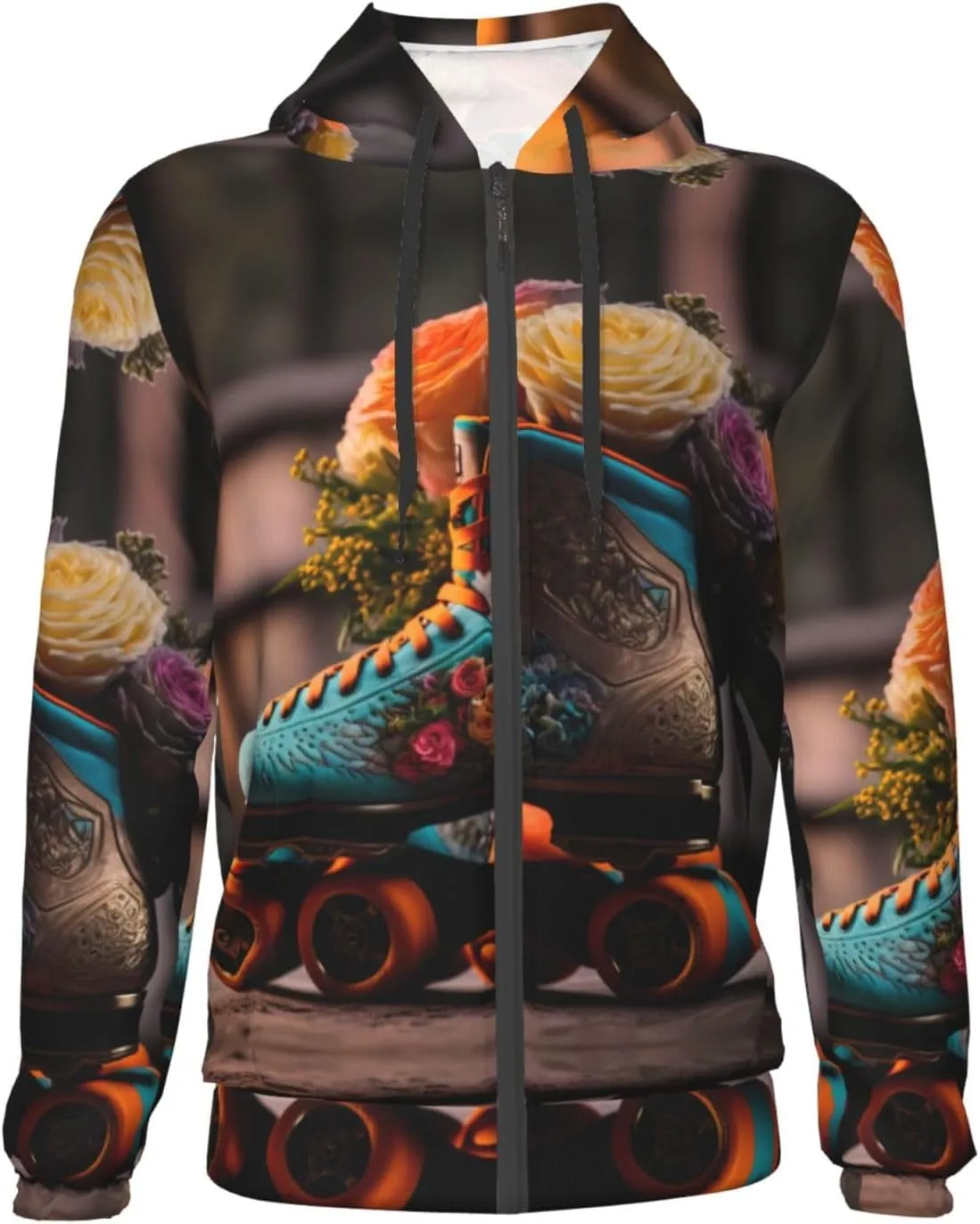 Hoodies for Teen - Zip Up Hoodies & Sweatshirts, Classic Floral Blue Skate Shoes Youth Pullover Clothes Size