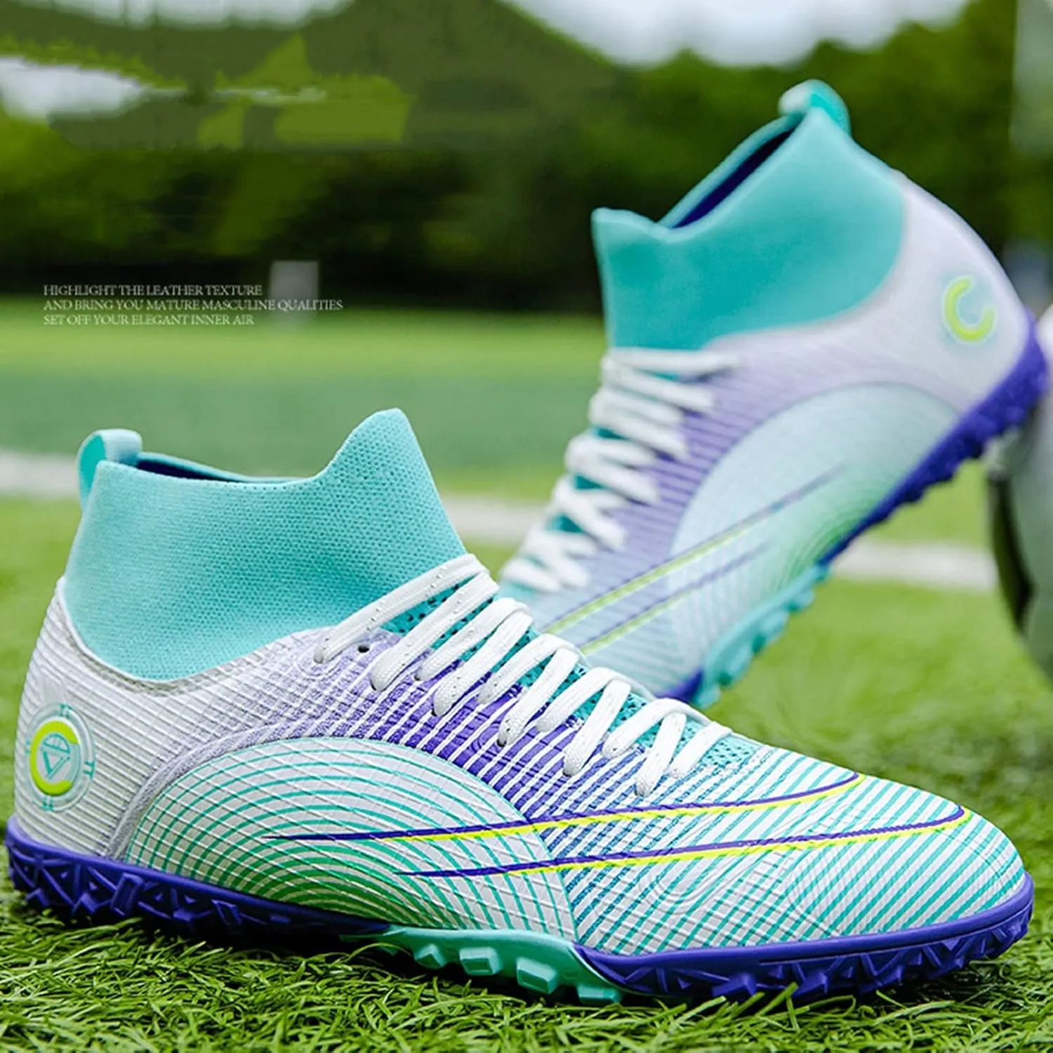 Indoor Soccer Shoes Mens,Unisex Outdoor Indoor Lightweight TF Youth Football Cleats,Comfortable Breathable Non-Slip Kids Soccer Cleats,for Competition