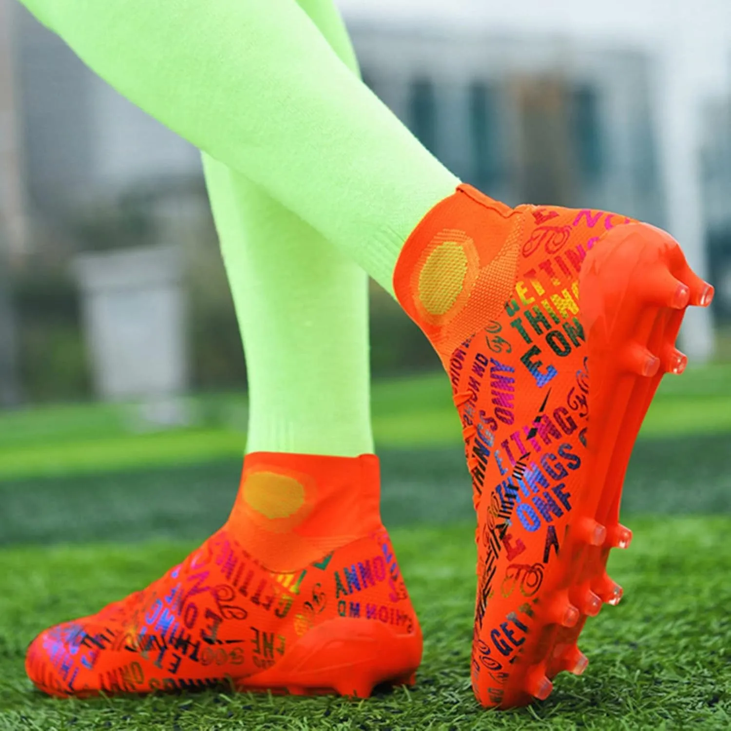 Indoor Youth Football Cleats,Outdoor Sports Fg/Ag Cleats Men Football Shoes,High-Top Comfortable Turf Kids Soccer Cleats,Breathable Lightweight,for Athletics