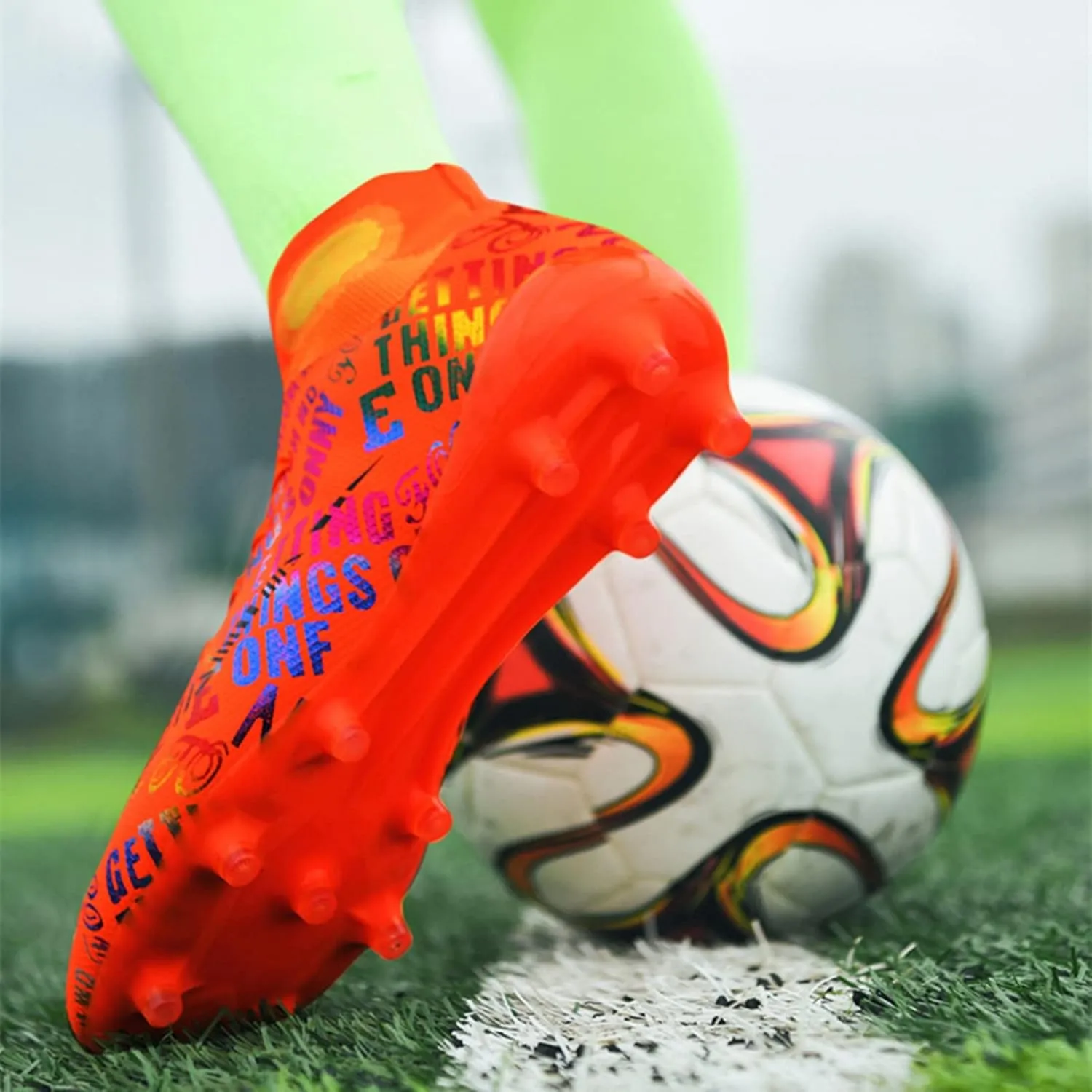 Indoor Youth Football Cleats,Outdoor Sports Fg/Ag Cleats Men Football Shoes,High-Top Comfortable Turf Kids Soccer Cleats,Breathable Lightweight,for Athletics