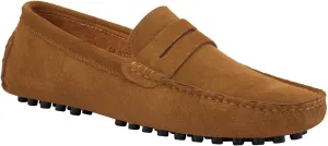 JIONS Men's Driving Penny Loafers Suede Slip On Moccasins Flats Boat Driver Shoes Dress Slip-ons A- Khaki 10 D(M) US/EU 44