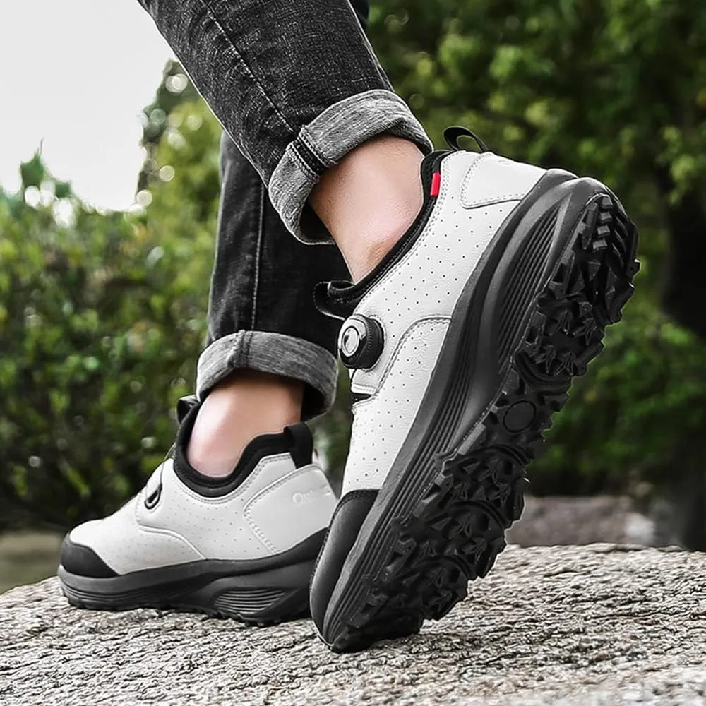 JITUUE Men's Waterproof Hiking Shoes Leather Low-Top Hiking Shoes for Outdoor Trailing Trekking Camping Walking Sneakers