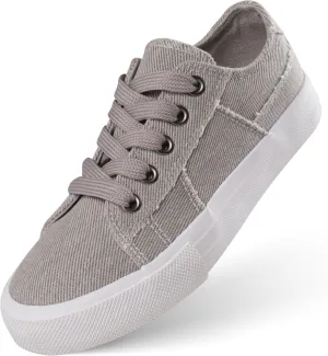 JUDIS Kids Canvas Shoes Lace up Walking Sneakers for Boys Low Top Fashion Casual Shoes